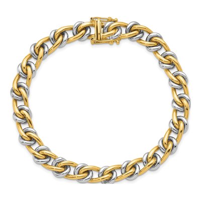 14K Two-Tone Gold 8.6mm Fancy Link Chain Bracelet – view 6