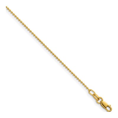 14K Yellow Gold 1.2mm Beaded Chain