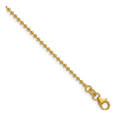 14K Yellow Gold 1.8mm Beaded 16-inch Chain