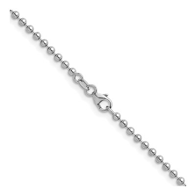 14K White Gold 2.5mm Beaded Chain – view 4