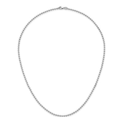 14K White Gold 2.5mm Beaded Chain – view 6