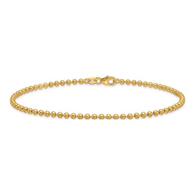 14K Yellow Gold 2.5mm 9.5-Inch Beaded Chain Bracelet – view 4