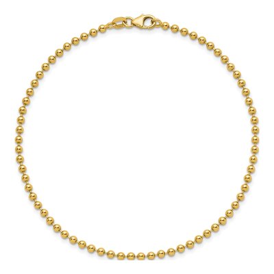 14K Yellow Gold 2.5mm 9.5-Inch Beaded Chain Bracelet – view 5