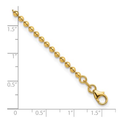 14K Yellow Gold 2.5mm 9.5-Inch Beaded Chain Bracelet – view 6
