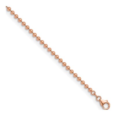 14K Rose Gold 3.2mm Beaded Chain