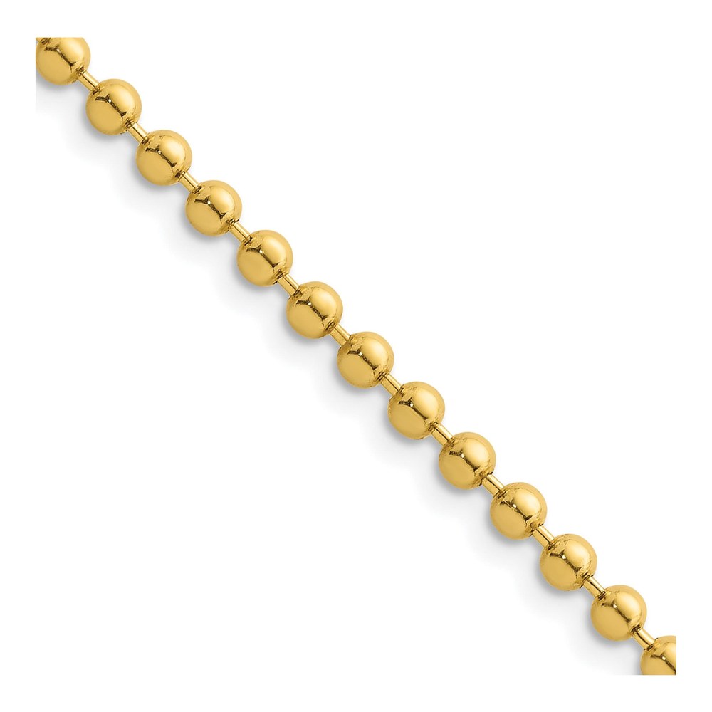 Herco 14K Yellow Gold Polished 3.2mm Beaded 18 Inch Chain Necklace with Lobster Clasp