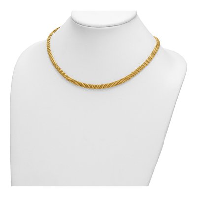 14K Yellow Gold 6.2mm Hollow Popcorn 18-In Mesh Chain – view 4