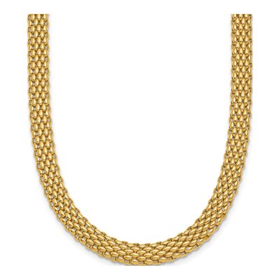 14K Yellow Gold 6.2mm Hollow Popcorn 18-In Mesh Chain