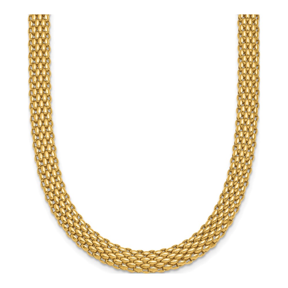 Herco 14K Yellow Gold Polished 6.2mm Popcorn Mesh 20 Inch Chain Necklace with Lobster Clasp