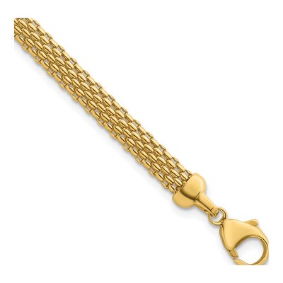 14K Yellow Gold 6.2mm Hollow Popcorn Mesh Chain Bracelet
