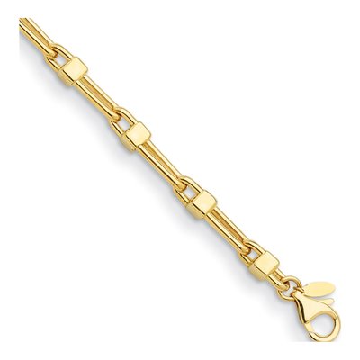 14K Yellow Gold 4.9mm Mixed Link Chain Bracelet