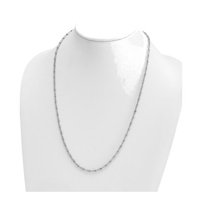 14K White Gold Diamond-Cut Fancy Link Necklace – view 5