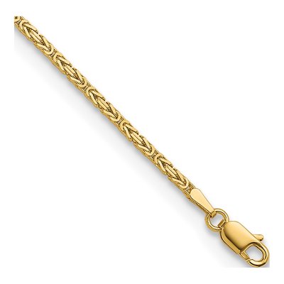 14K Yellow Gold 1.8mm 8-Inch Byzantine Chain Bracelet