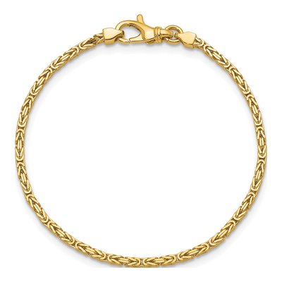 14K Yellow Gold 2mm 7-inch Byzantine Chain Bracelet – view 6