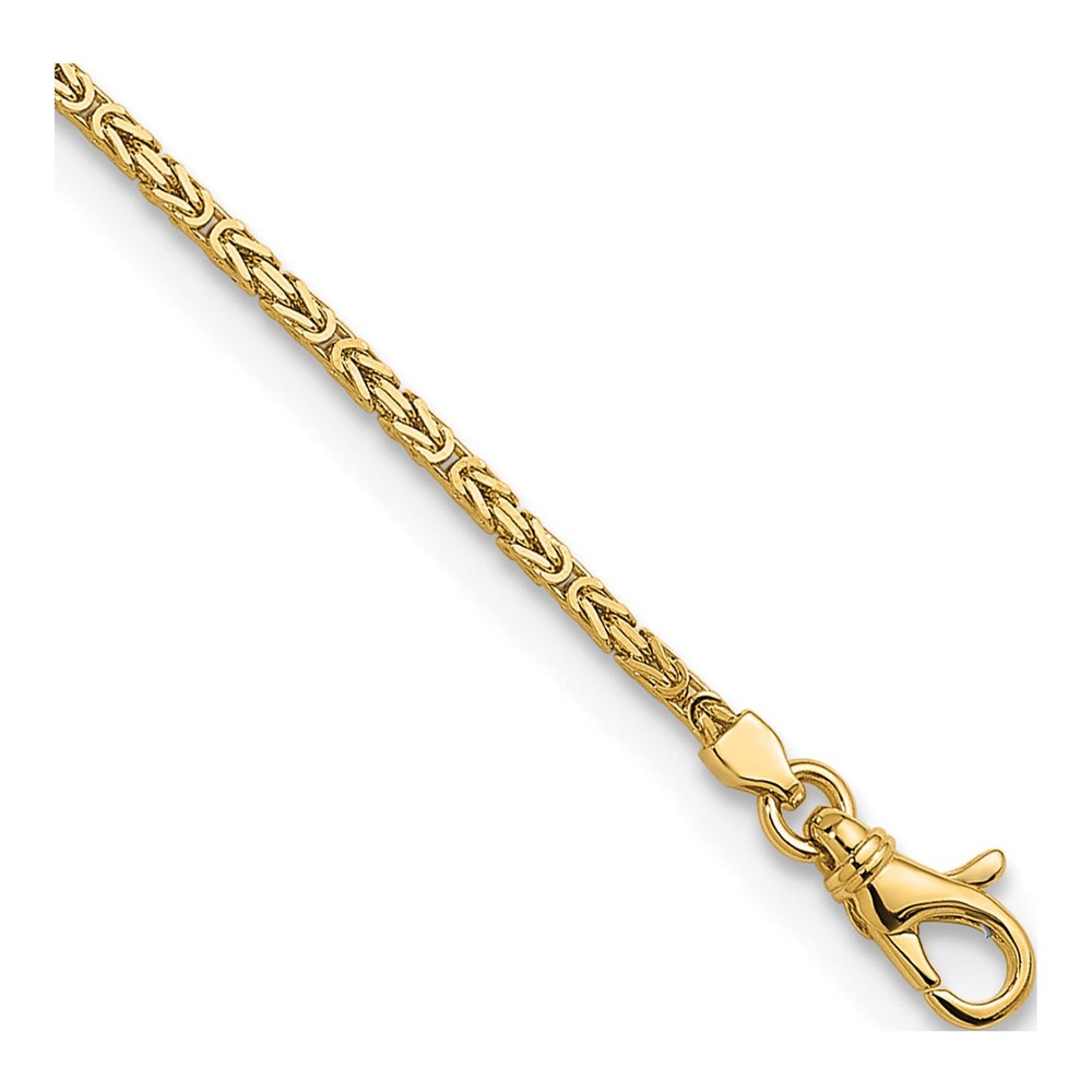 Herco 14K Yellow Gold Polished 2.0mm Solid Byzantine 8 Inch Chain Bracelet with Lobster Clasp
