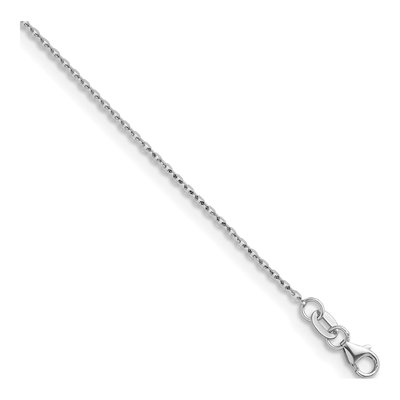 14K White Gold 1.3mm Diamond-Cut Flat Cable Chain