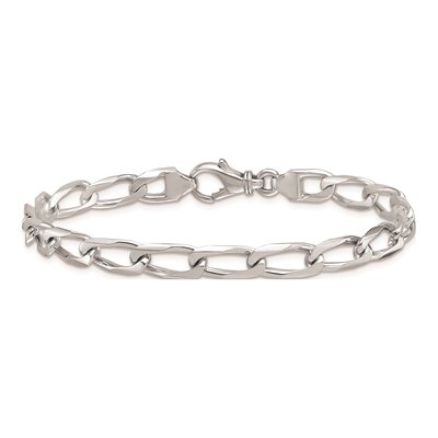 14K White Gold 6.1mm Curb Open Link Chain Bracelet – view 4
