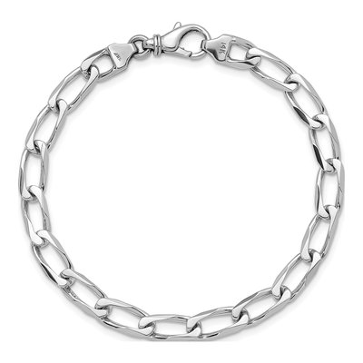 14K White Gold 6.1mm Curb Open Link Chain Bracelet – view 5