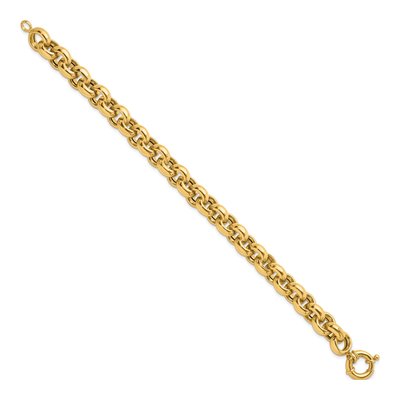 14K Yellow Gold 10.6mm Hollow Open Rolo Chain Bracelet – view 3