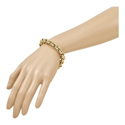 14K Yellow Gold 10.6mm Hollow Open Rolo Chain Bracelet – view 8
