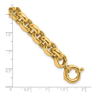 14K Yellow Gold 10.6mm Hollow Open Rolo Chain Bracelet – view 4