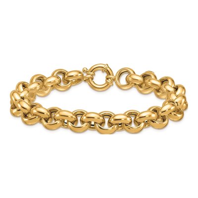 14K Yellow Gold 10.6mm Hollow Open Rolo Chain Bracelet – view 5