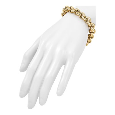14K Yellow Gold 10.6mm Hollow Open Rolo Chain Bracelet – view 7