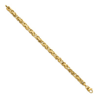 14K Yellow Gold 7mm Hollow Fancy Link Chain Anklet – view 3
