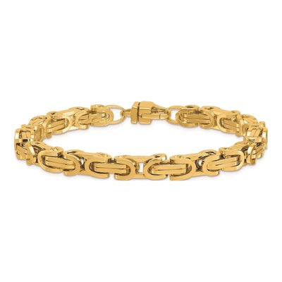 14K Yellow Gold 7mm Hollow Fancy Link Chain Anklet – view 5
