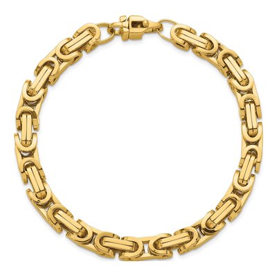 14K Yellow Gold 7mm Hollow Fancy Link Chain Anklet – view 6