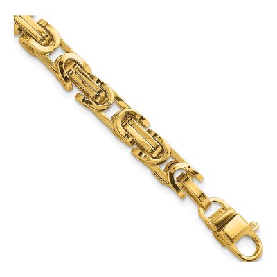 14K Yellow Gold 7mm Hollow Fancy Link Chain Anklet