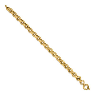 14K Yellow Gold 9.1mm Hollow Open Rolo Chain Bracelet – view 3