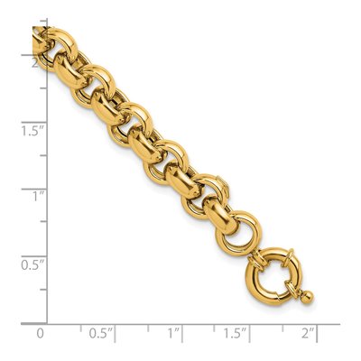 14K Yellow Gold 9.1mm Hollow Open Rolo Chain Bracelet – view 4