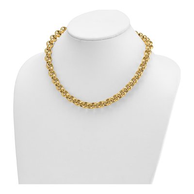 14K Yellow Gold 10.6mm Hollow Open Rolo Chain – view 4