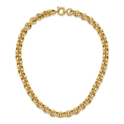 14K Yellow Gold 10.6mm Hollow Open Rolo Chain – view 6