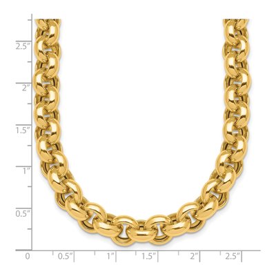 14K Yellow Gold 10.6mm Hollow Open Rolo Chain – view 7