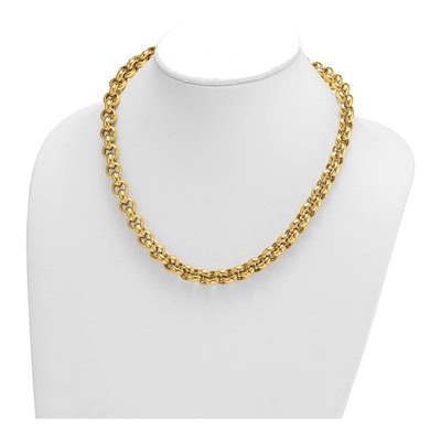 14K Yellow Gold 10.6mm Hollow Open Rolo Chain – view 4