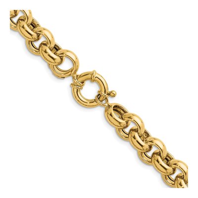 14K Yellow Gold 10.6mm Hollow Open Rolo Chain – view 5