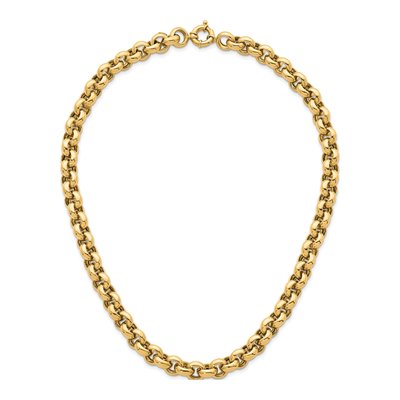 14K Yellow Gold 10.6mm Hollow Open Rolo Chain – view 6