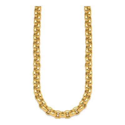 14K Yellow Gold 10.6mm Hollow Open Rolo Chain – view 3