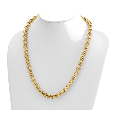 14K Yellow Gold 10.6mm Hollow Open Rolo Chain – view 4