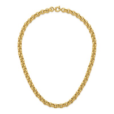 14K Yellow Gold 10.6mm Hollow Open Rolo Chain – view 6