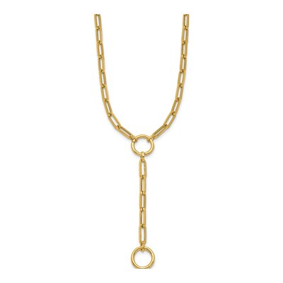 14K Yellow Gold Paperclip Y-Drop Necklace – view 3