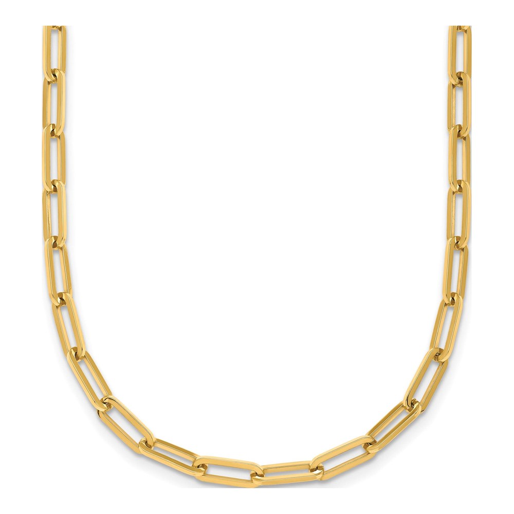 Herco 14K Yellow Gold Polished 3.5mm Solid Paperclip Link 24 Inch Necklace with Lobster Clasp