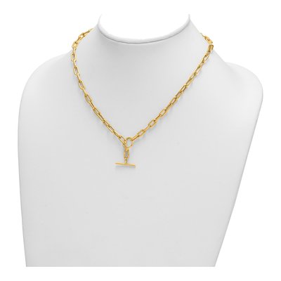 14K Yellow Gold 5mm Hollow Toggle Paperclip Chain – view 4