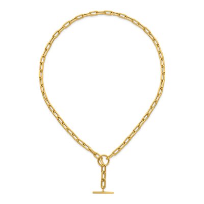 14K Yellow Gold 5mm Hollow Toggle Paperclip Chain – view 5