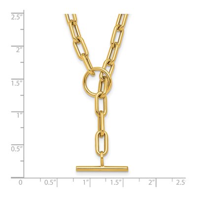 14K Yellow Gold 5mm Hollow Toggle Paperclip Chain – view 6