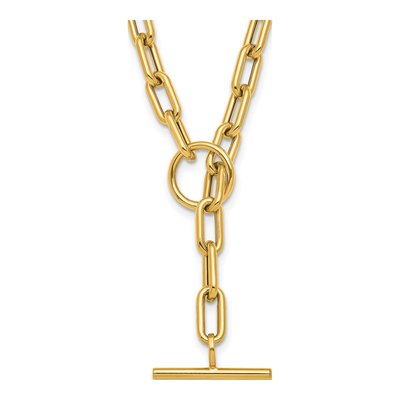 14K Yellow Gold 5mm Hollow Toggle Paperclip Chain