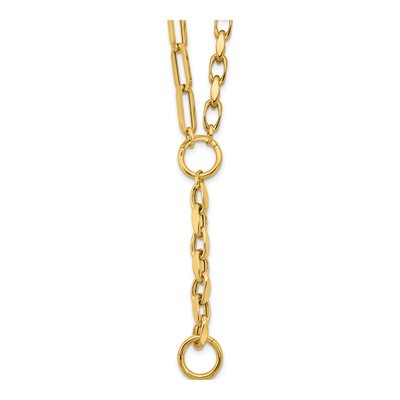 14K Yellow Gold Paperclip Y-Drop Necklace