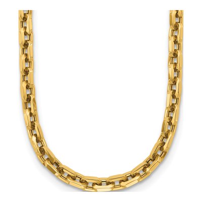 14K Yellow Gold 6.5mm Hollow Cable Chain